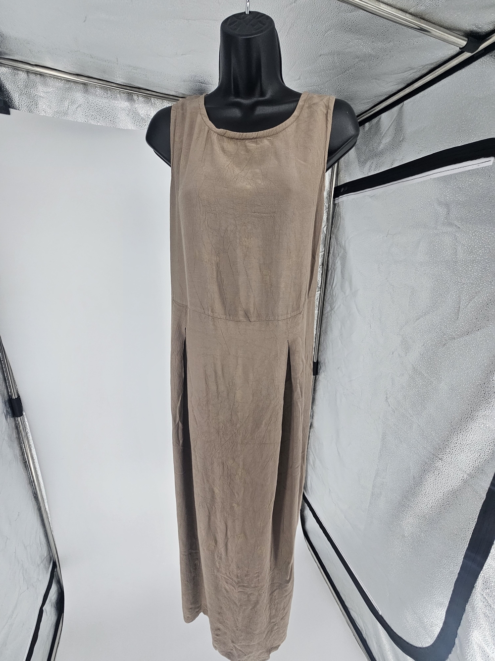 Eileen Fisher Sleeveless Taupe-Brown Maxi Dress